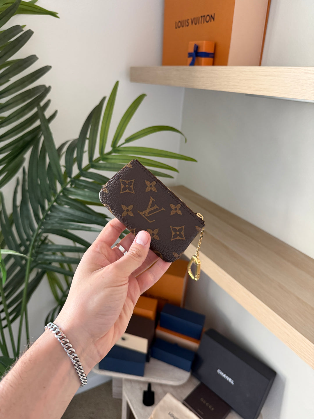 Louis Vuitton Monogram Pochette Cles Coin Wallet Brown VTR7
