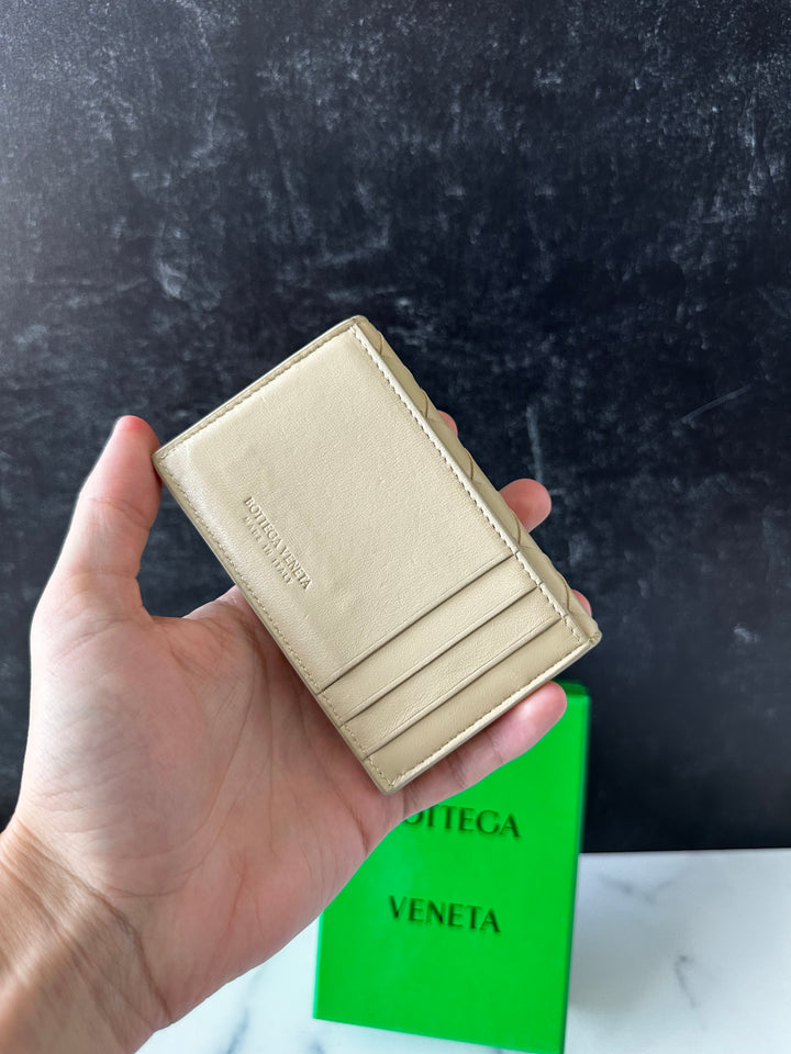 Bottega Veneta Intrecciato Card Case Wallet Beige