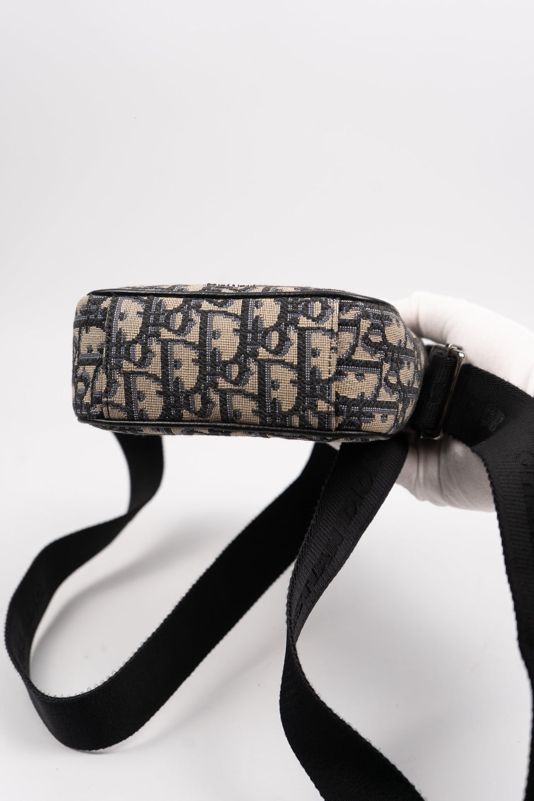 Dior Oblique Canvas x Leather Crossbody Bag Bag Navy x Black EX8