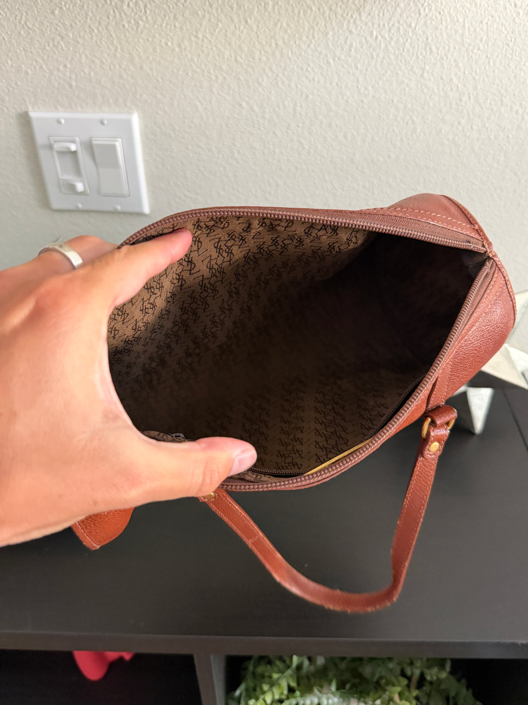 Saint Laurent Leather Cassandra Mini Boston Bag Brown SB57
