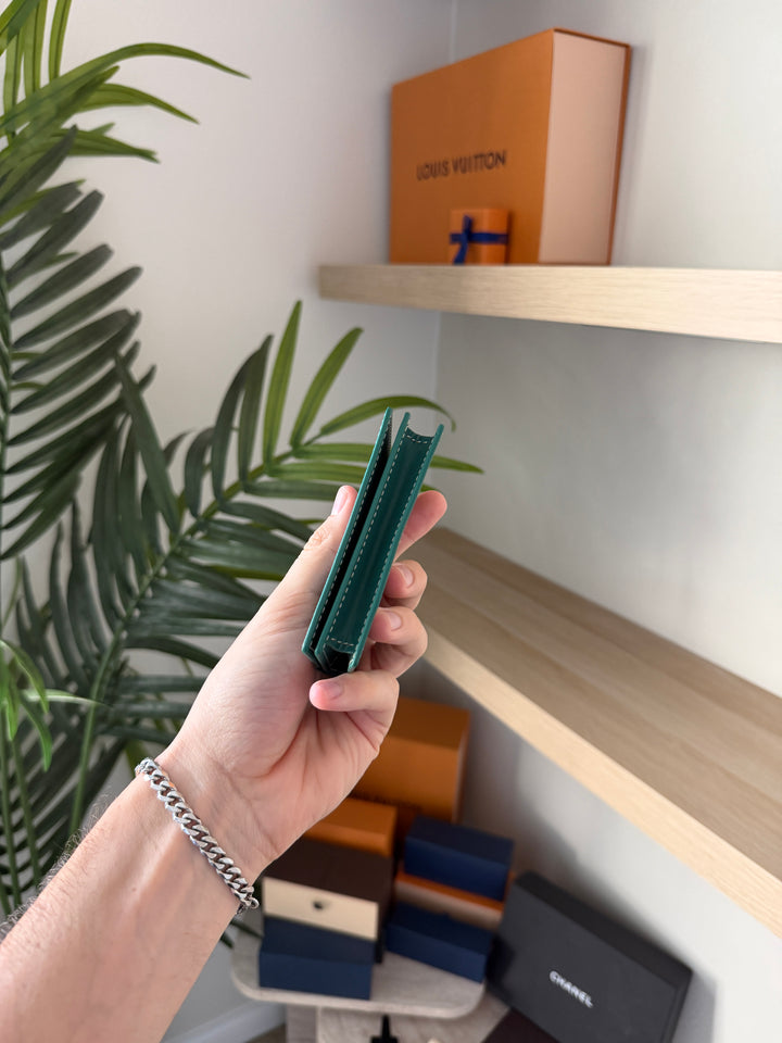 Goyard Herringbone Leather Card Case Green w/Full Inclusion  VTR3