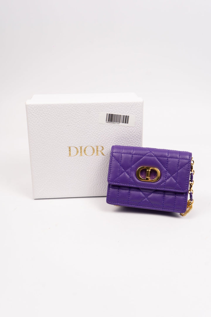 Dior Cannage Leather Wallet-On-Chain Purple EX10