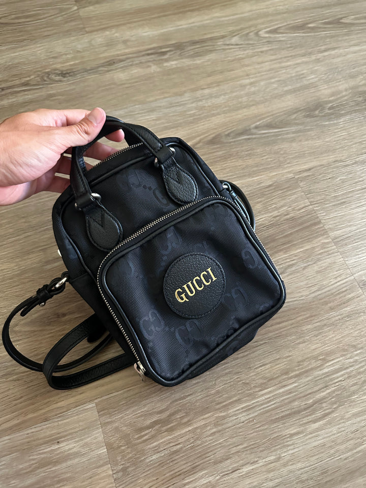 Gucci Off the Grit Canvas 2WAY Crossbody Bag Black