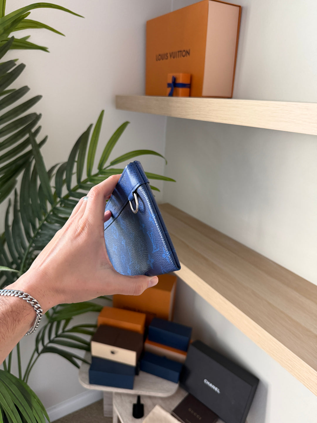 Louis Vuitton Monogram Taigarama PM Discovery Wallet Blue w/Full Inclusion TRY1