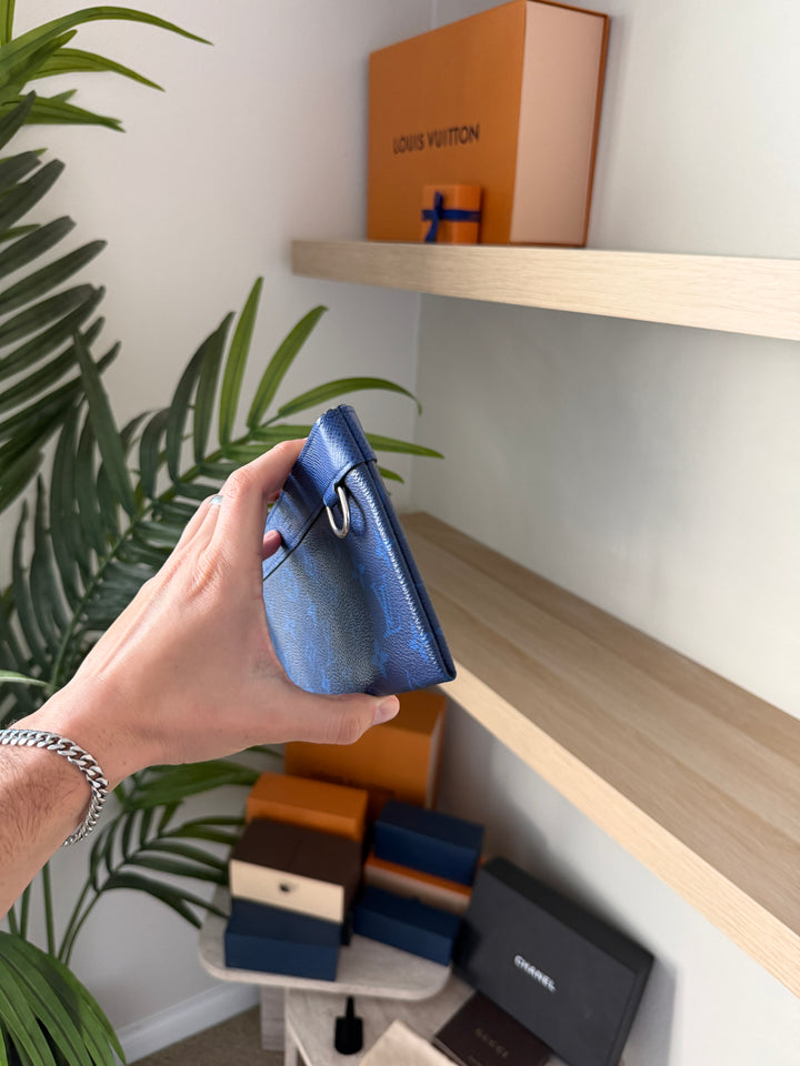 Louis Vuitton Monogram Taigarama PM Discovery Wallet Blue w/Full Inclusion TRY1