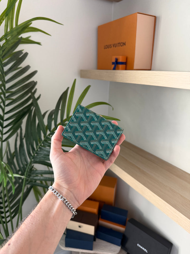 Goyard Herringbone Leather Card Case Green w/Full Inclusion  VTR3