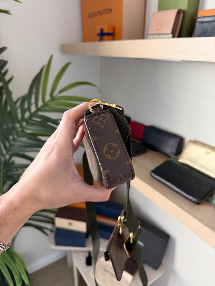 Louis Vuitton Monogram Multi Pochette Felicie Crossbody Bag Brown w/Full Inclusion QAS13