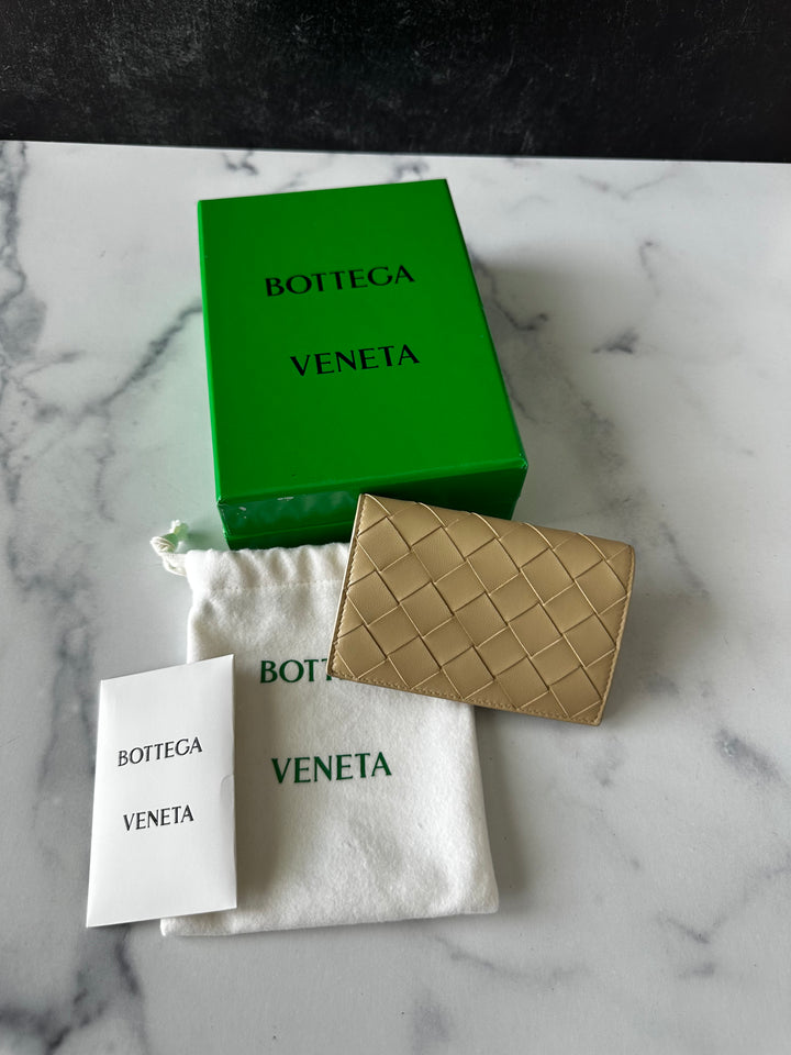 Bottega Veneta Intrecciato Card Case Wallet Beige