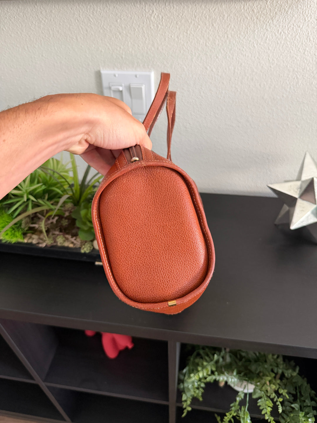 Saint Laurent Leather Cassandra Mini Boston Bag Brown SB57