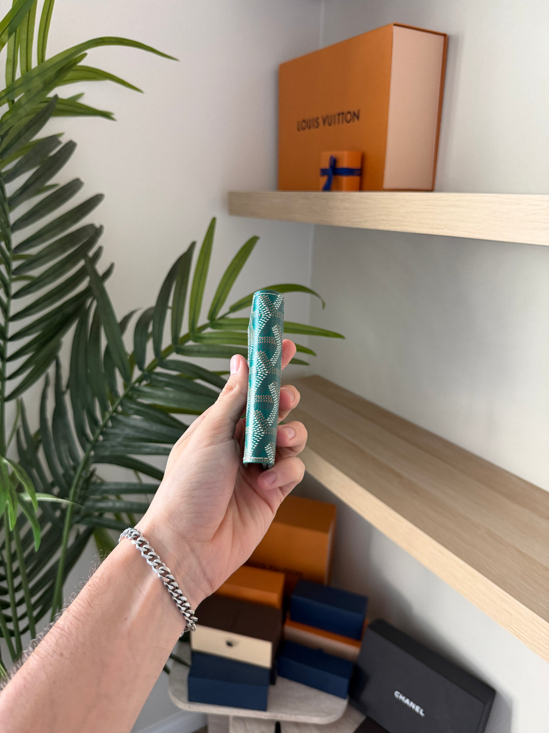 Goyard Herringbone Leather Card Case Green w/Full Inclusion  VTR3