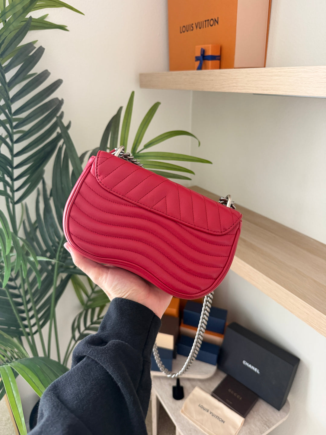 Louis Vuitton New Wave PM Chain Shoulder Bag Red w/Literature #266