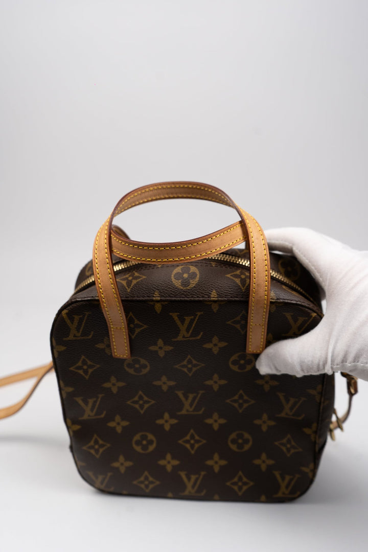 Louis Vuitton Spontini Hand Bag Brown w/Shoulder EX4