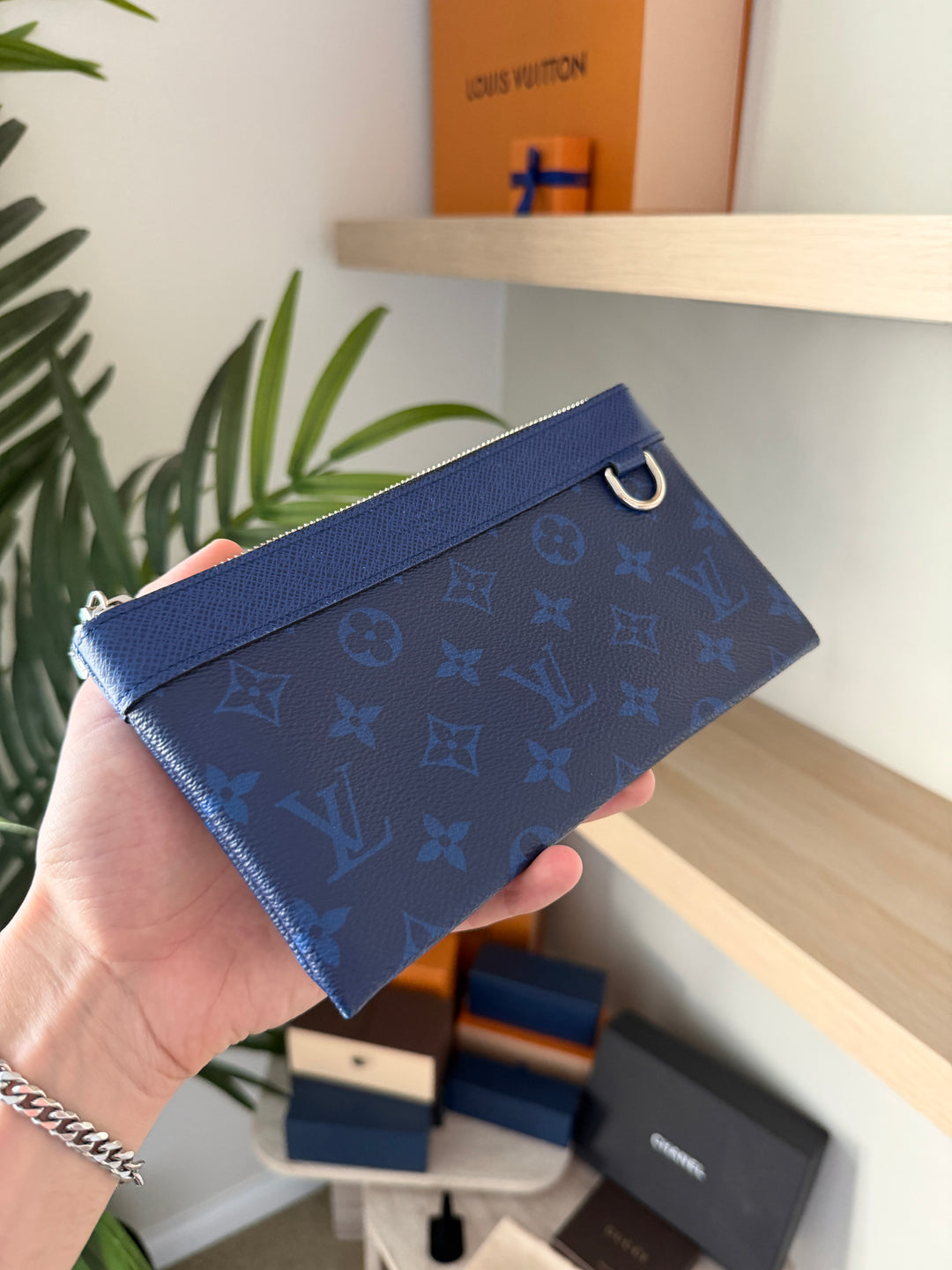 Louis Vuitton Monogram Taigarama PM Discovery Wallet Blue w/Full Inclusion TRY1