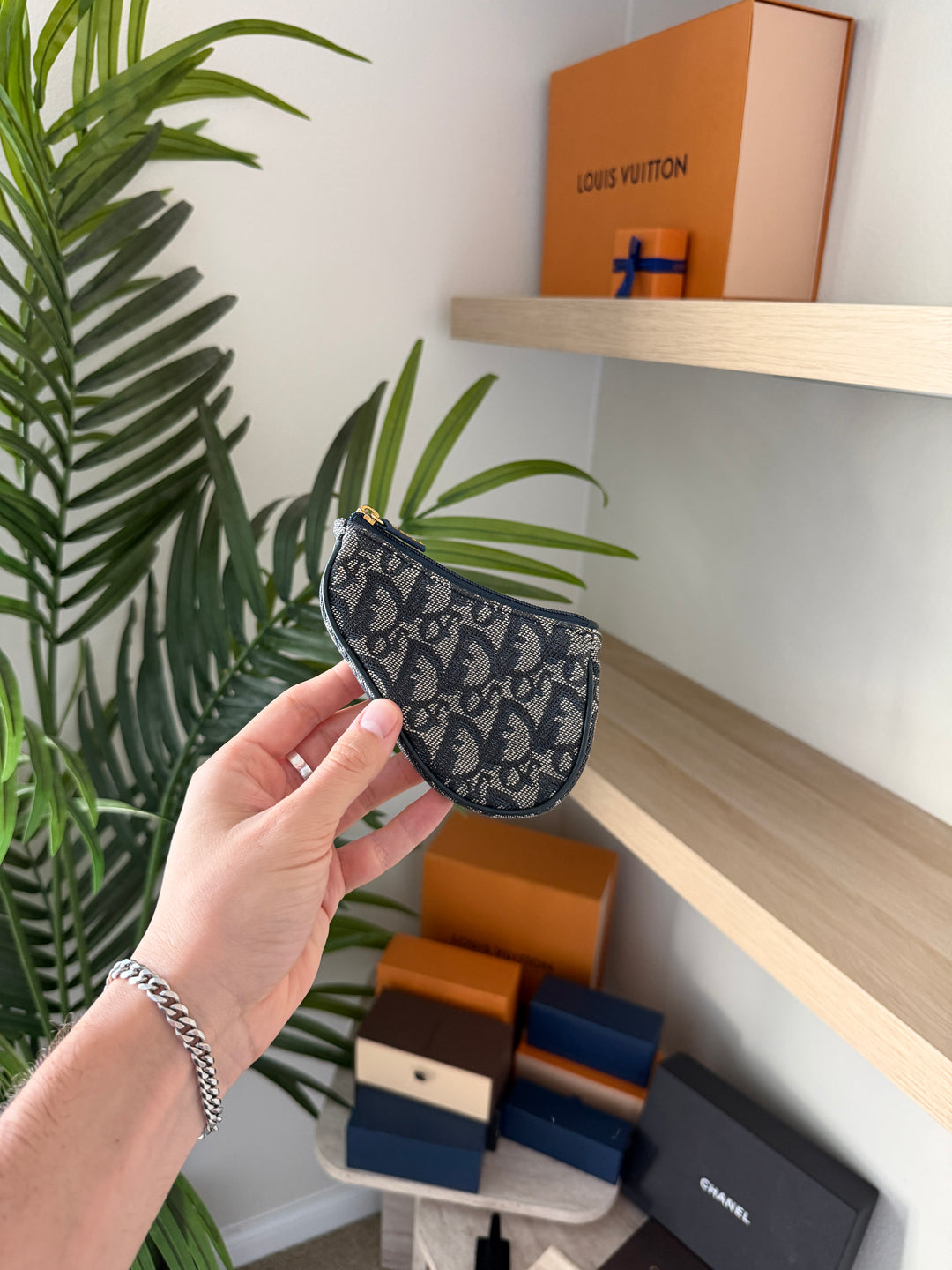 Dior Trotter Saddle Pochette Cles Navy Blue VTR4