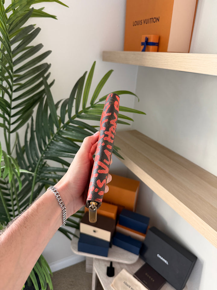 Louis Vuitton Monogram Graffiti Long Zippy Wallet Orange w/Full Inclusion VTR5