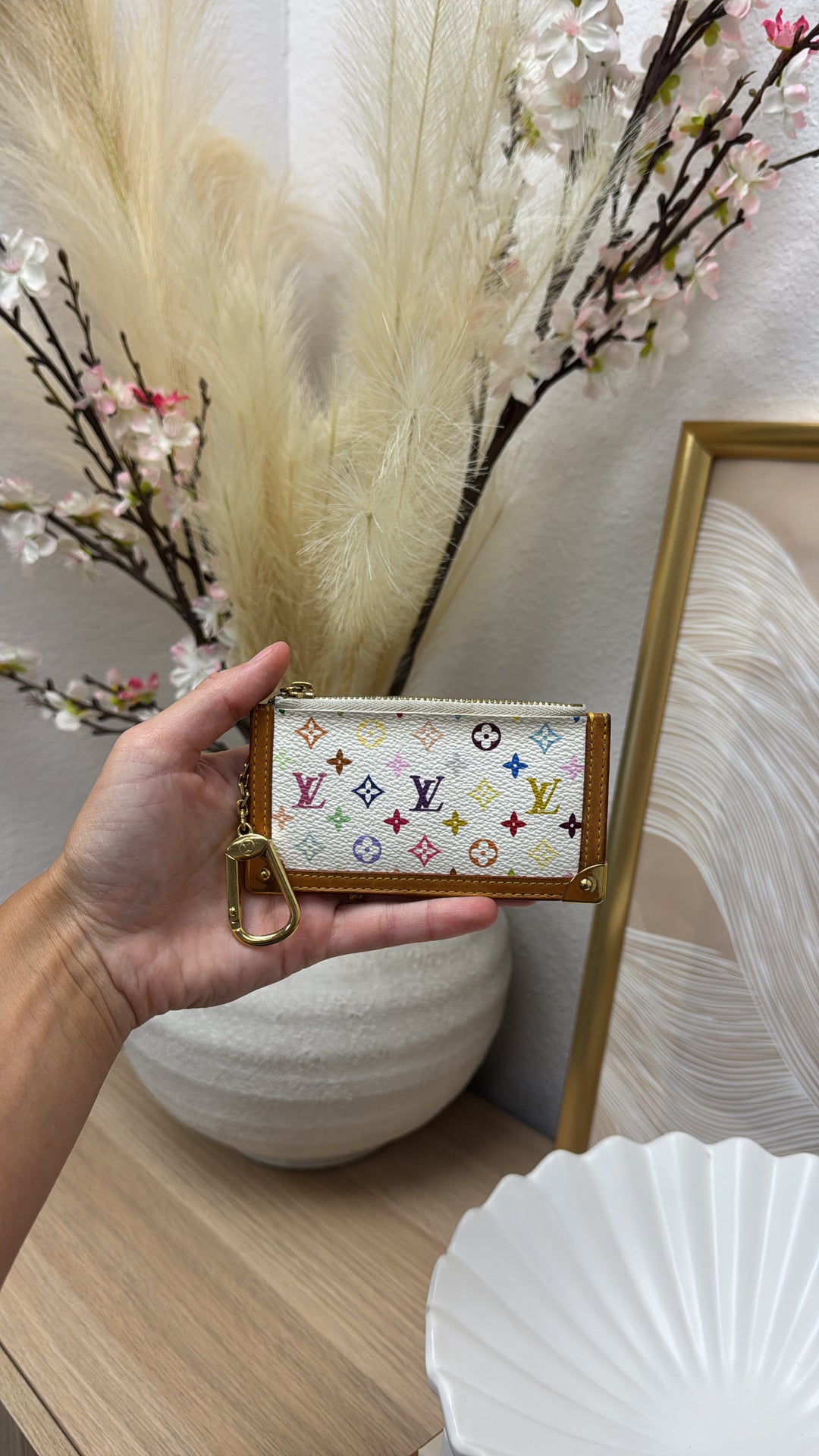 Louis Vuitton Monogram Murakami Multicolor Pochette Clés White MHD30