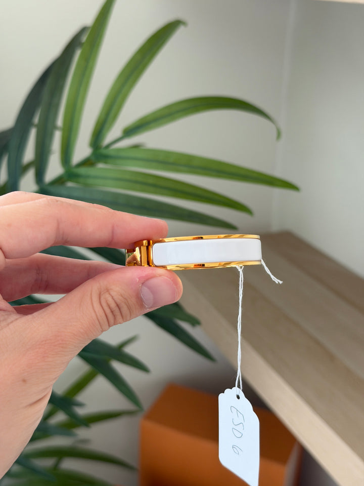 Hermes Clic Clac H Bangle PM Gold x White ESD6