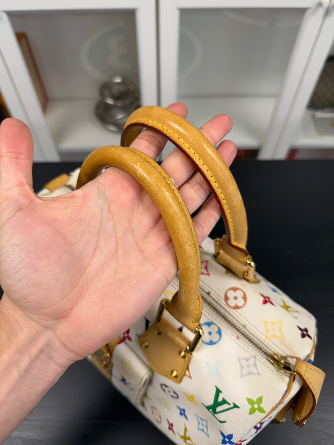 Louis Vuitton Monogram Murakami Multicolor Speedy 30 Handbag White w/Dust Bag GH10