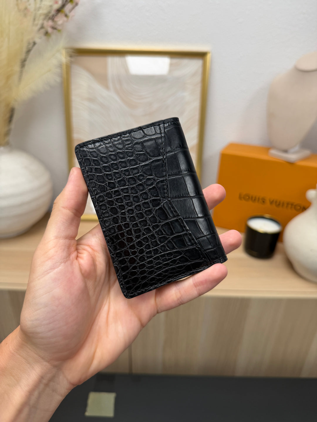 Louis Vuitton Exotic Croc Leather Pocket Organizer Black w/Dust Bag EM18