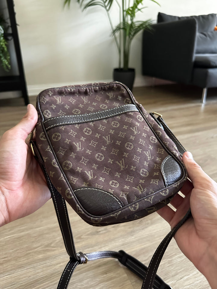 Louis Vuitton Monogram Mini Lin Danube Crossbody Bag Brown