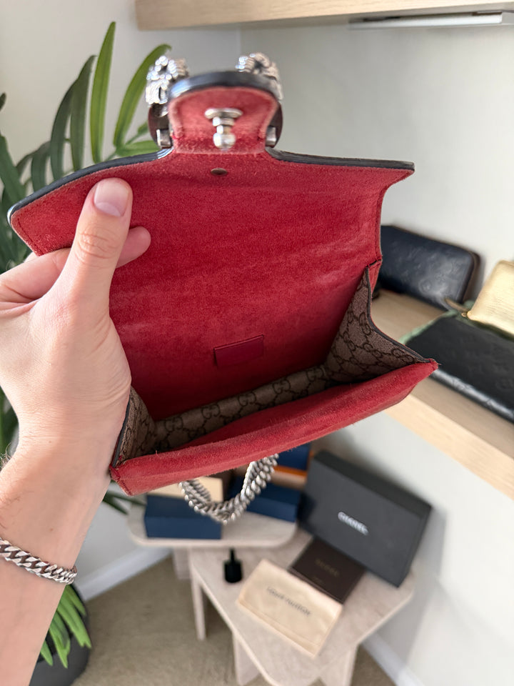 Gucci GG Supreme Dionysus PVC Leather x Suede Chain Shoulder Bag Beige QAS5