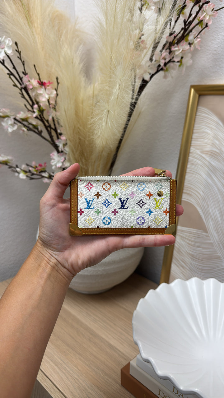 Louis Vuitton Monogram Murakami Multicolor Pochette Clés White MHD30