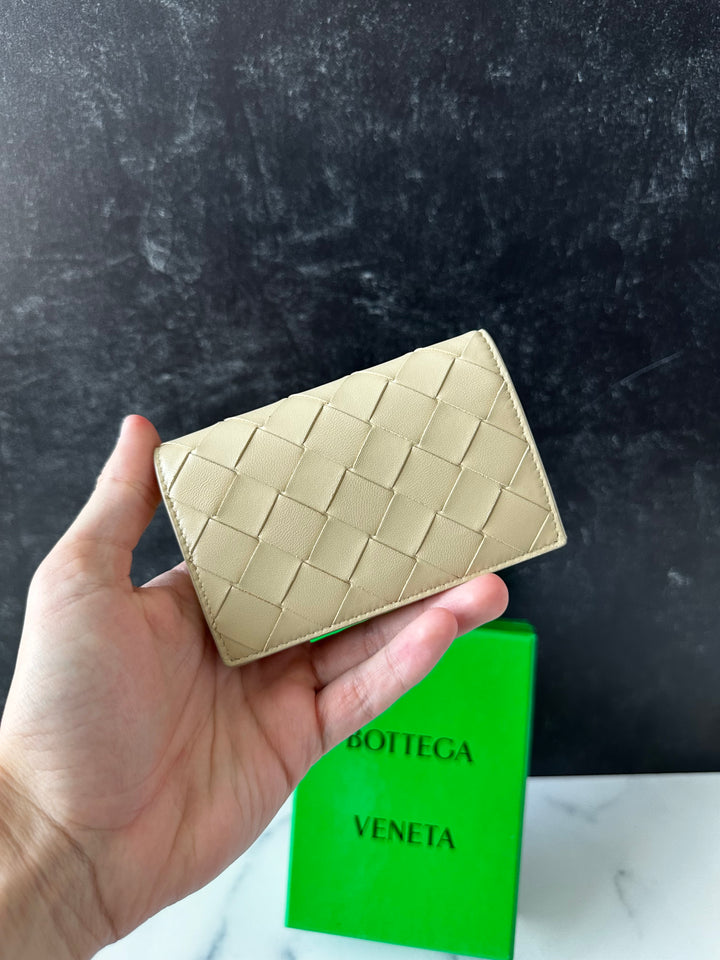 Bottega Veneta Intrecciato Card Case Wallet Beige