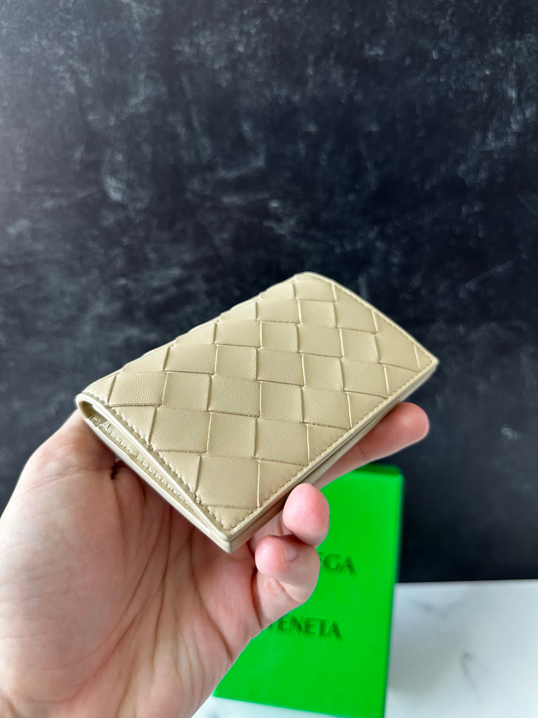 Bottega Veneta Intrecciato Card Case Wallet Beige