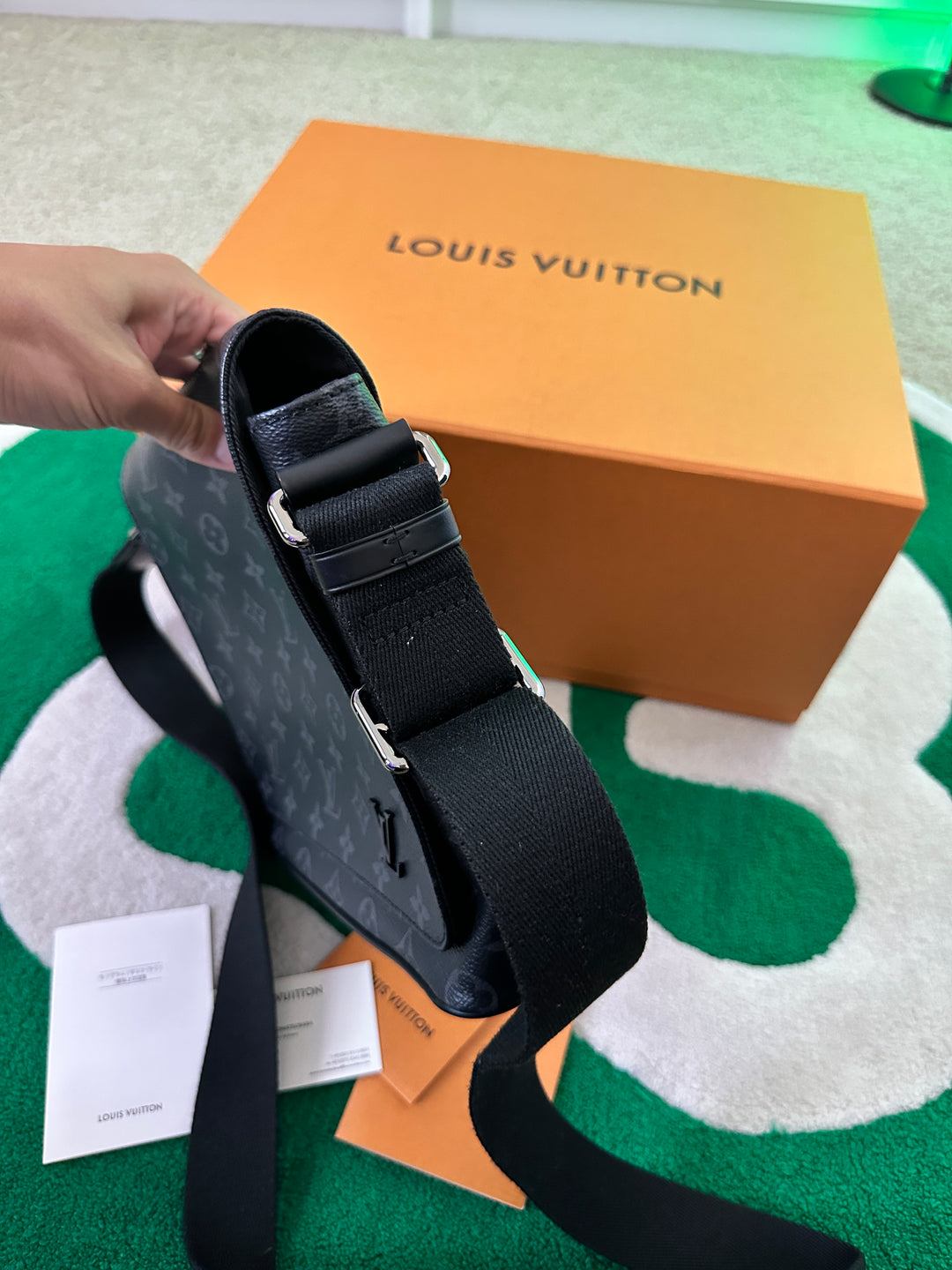 Louis Vuitton Monogram Eclipse District PM Crossbody Messenger Bag Noir Black LP16