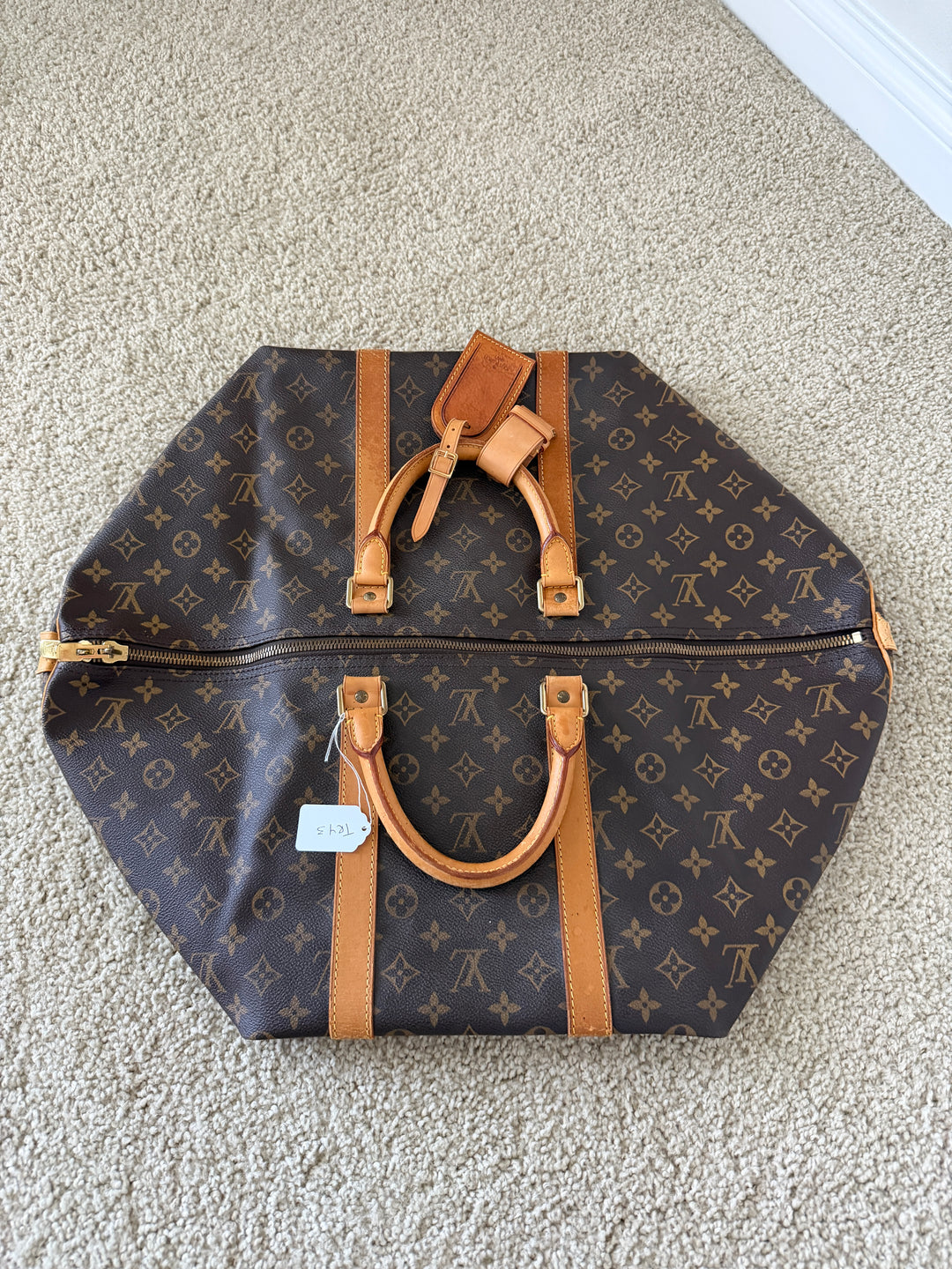 Louis Vuitton Monogram Keepall 55 Travel Boston Bag Brown w/Lock & Key TRY3