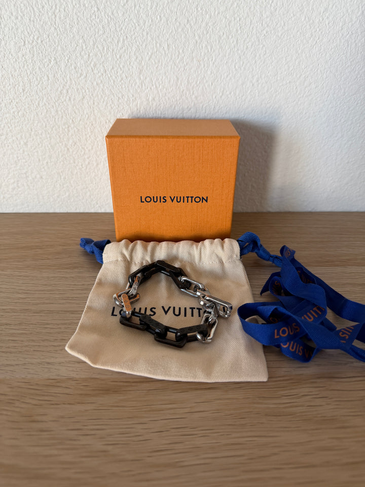 Louis Vuitton Monogram Two-Tone Chain Bracelet Black x Silver w/Full Inclusion VTR6