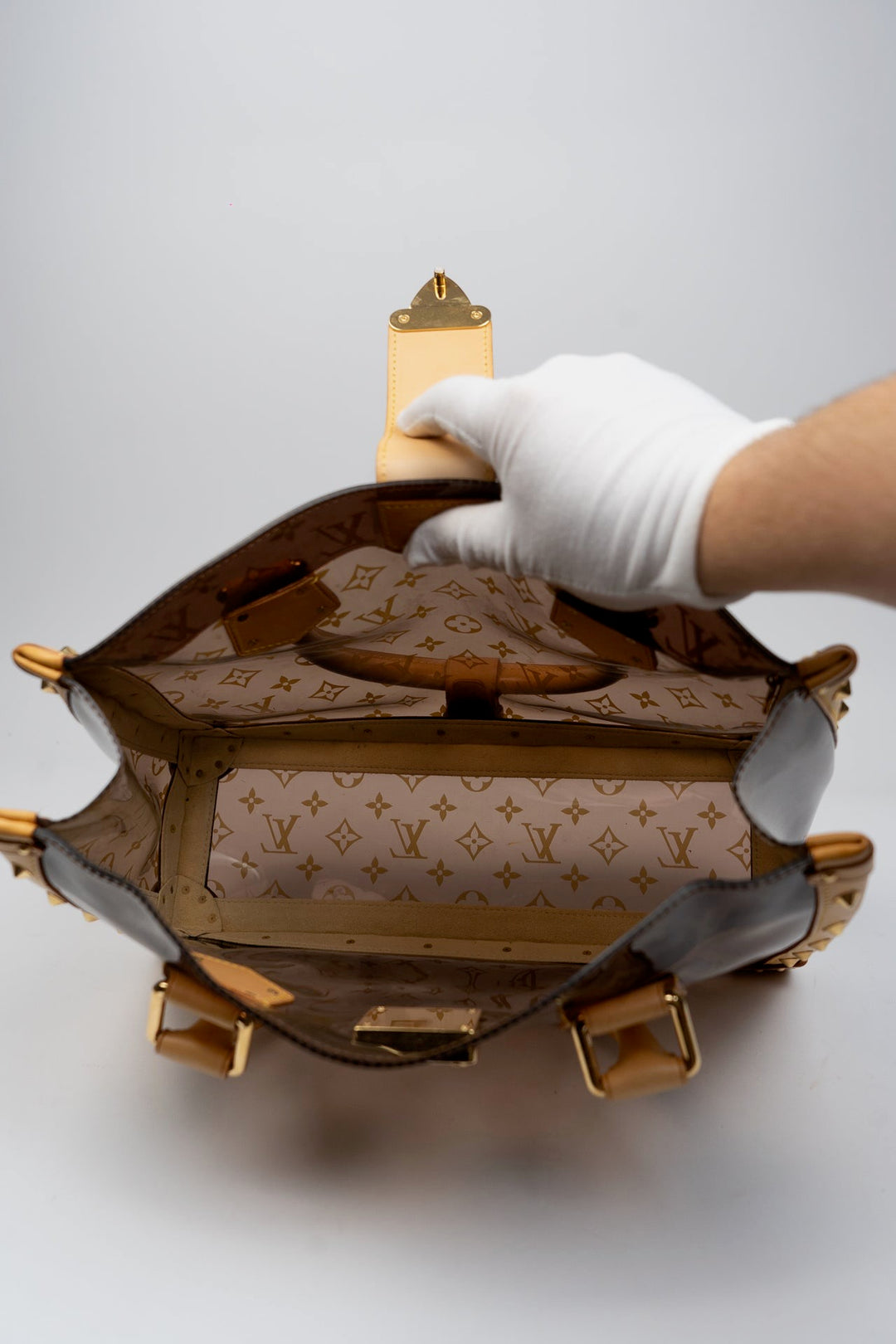 Louis Vuitton Clear Monogram Neo Cabas MM Patent Leather Shoulder Bag EX5
