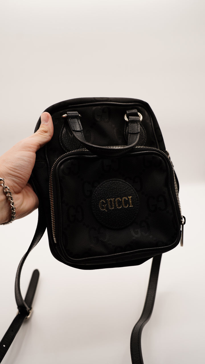 Gucci Off the Grit Canvas 2WAY Crossbody Bag Black