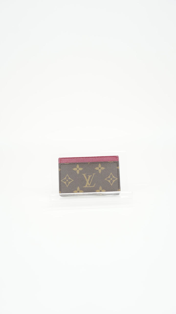 Louis Vuitton Monogram Porte Cartes Sampur Card Holder Brown x Fuchsia BM40