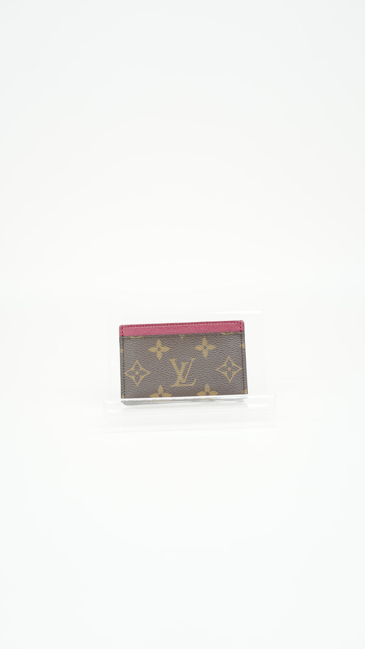 Louis Vuitton Monogram Porte Cartes Sampur Card Holder Brown x Fuchsia BM40