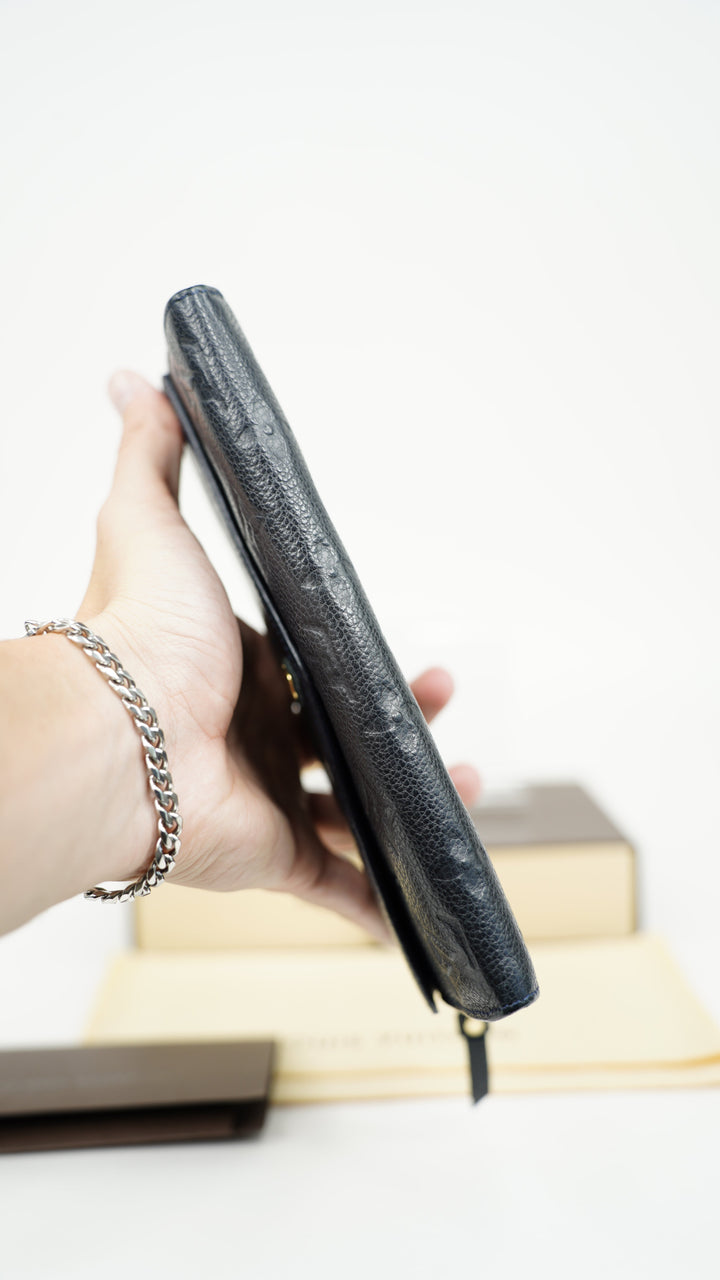 Louis Vuitton Monogram Empreinte Envelope Sarah Long Wallet Navy Blue BM1