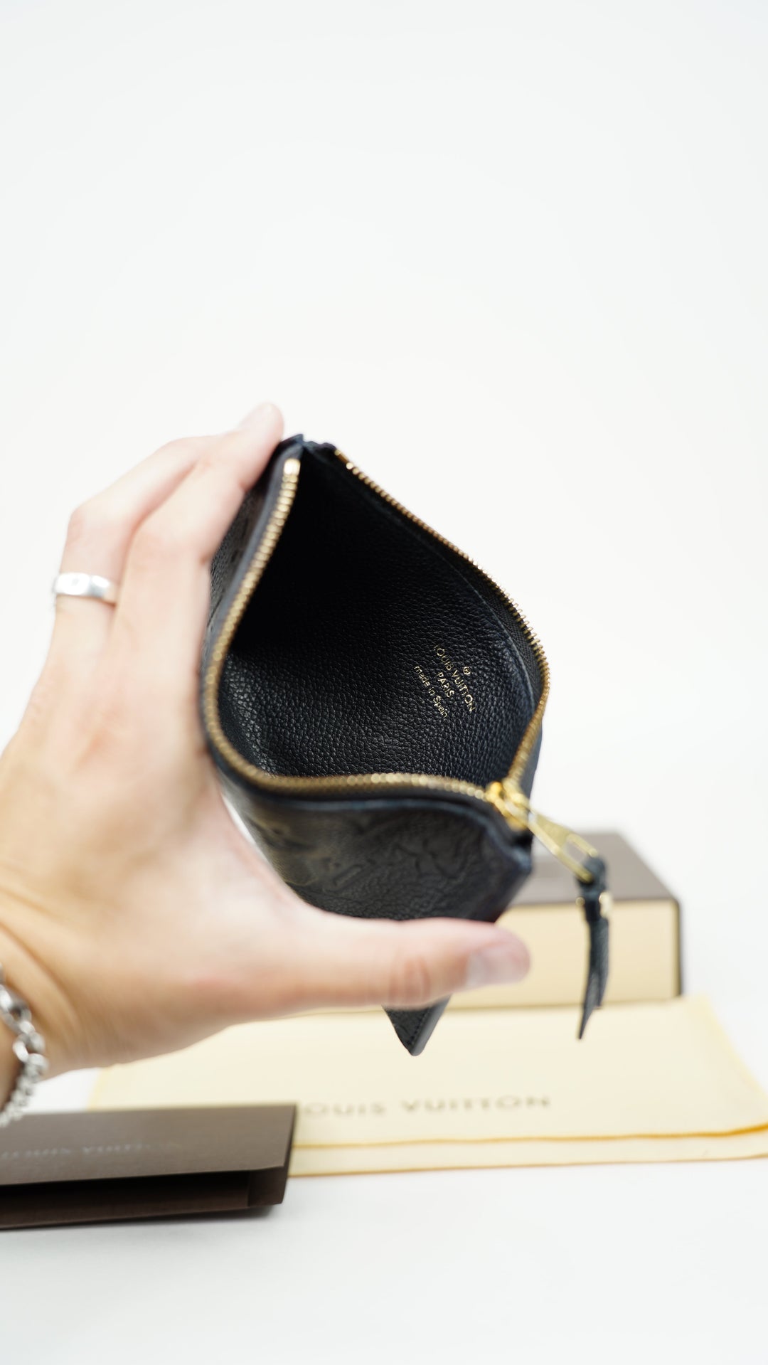 Louis Vuitton Monogram Empreinte Envelope Sarah Long Wallet Navy Blue BM1