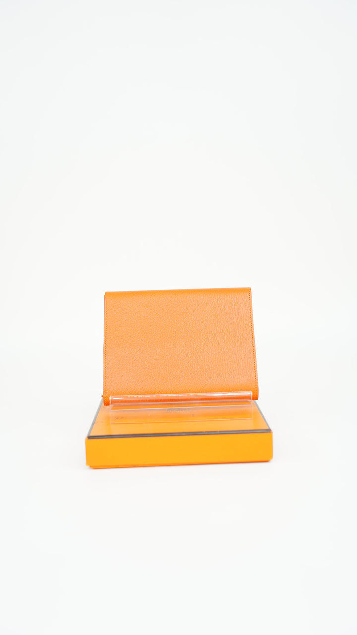 Hermes Serie Chevre Mysore Orange Book Cover Wallet BM10