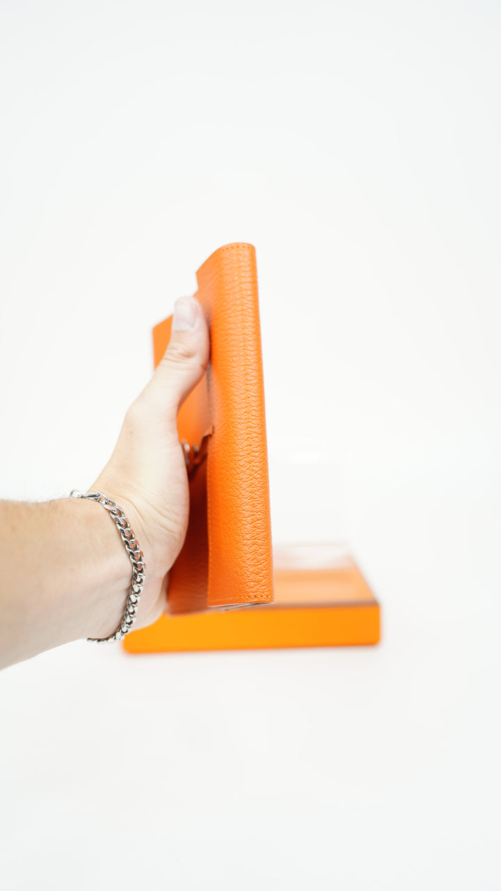 Hermes Serie Chevre Mysore Orange Book Cover Wallet BM10