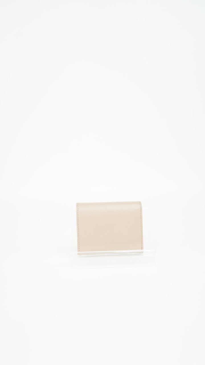 Prada Saffiano Compact Snap Bifold Wallet Beige BM5