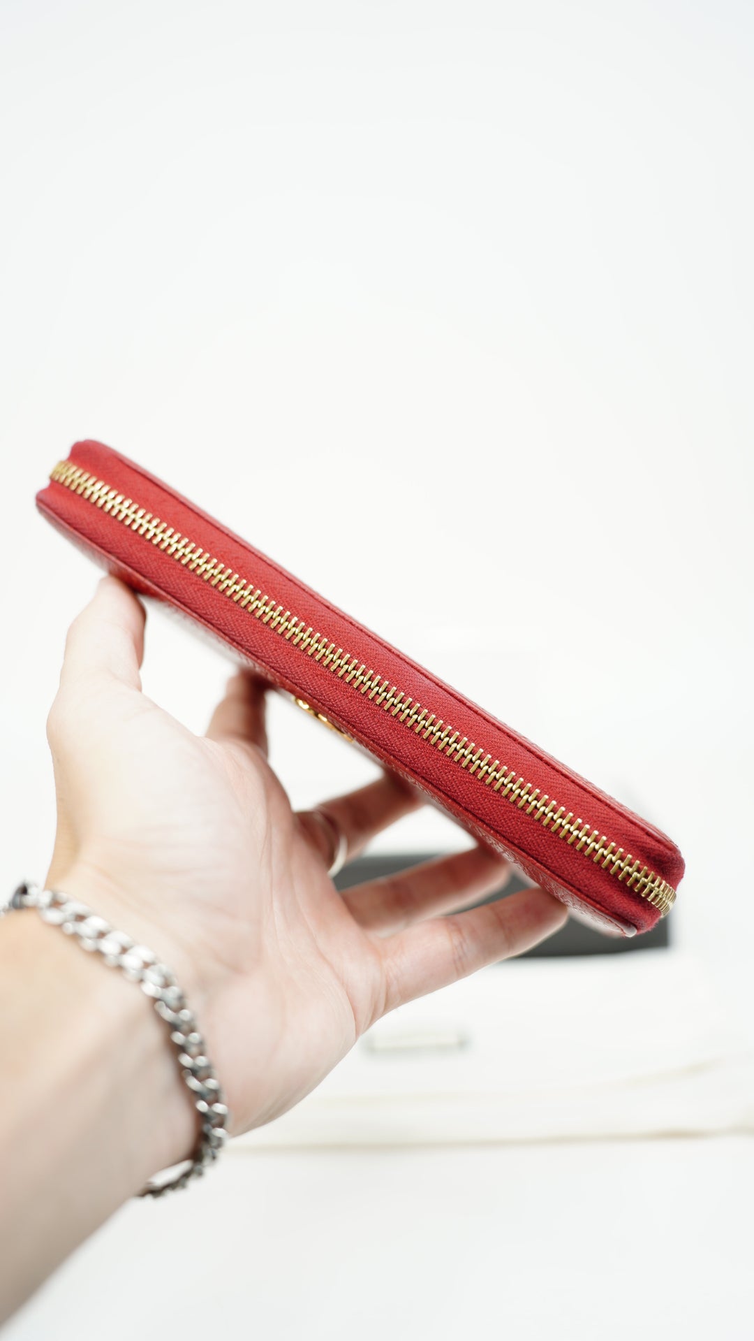 Gucci GG Marmont Leather Long Zippy Wallet Red BM46
