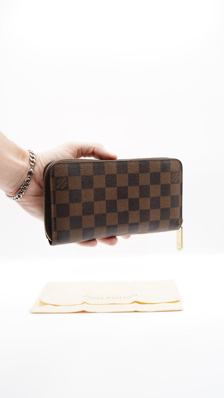 Louis Vuitton Damier Long Zippy Wallet Brown HI45