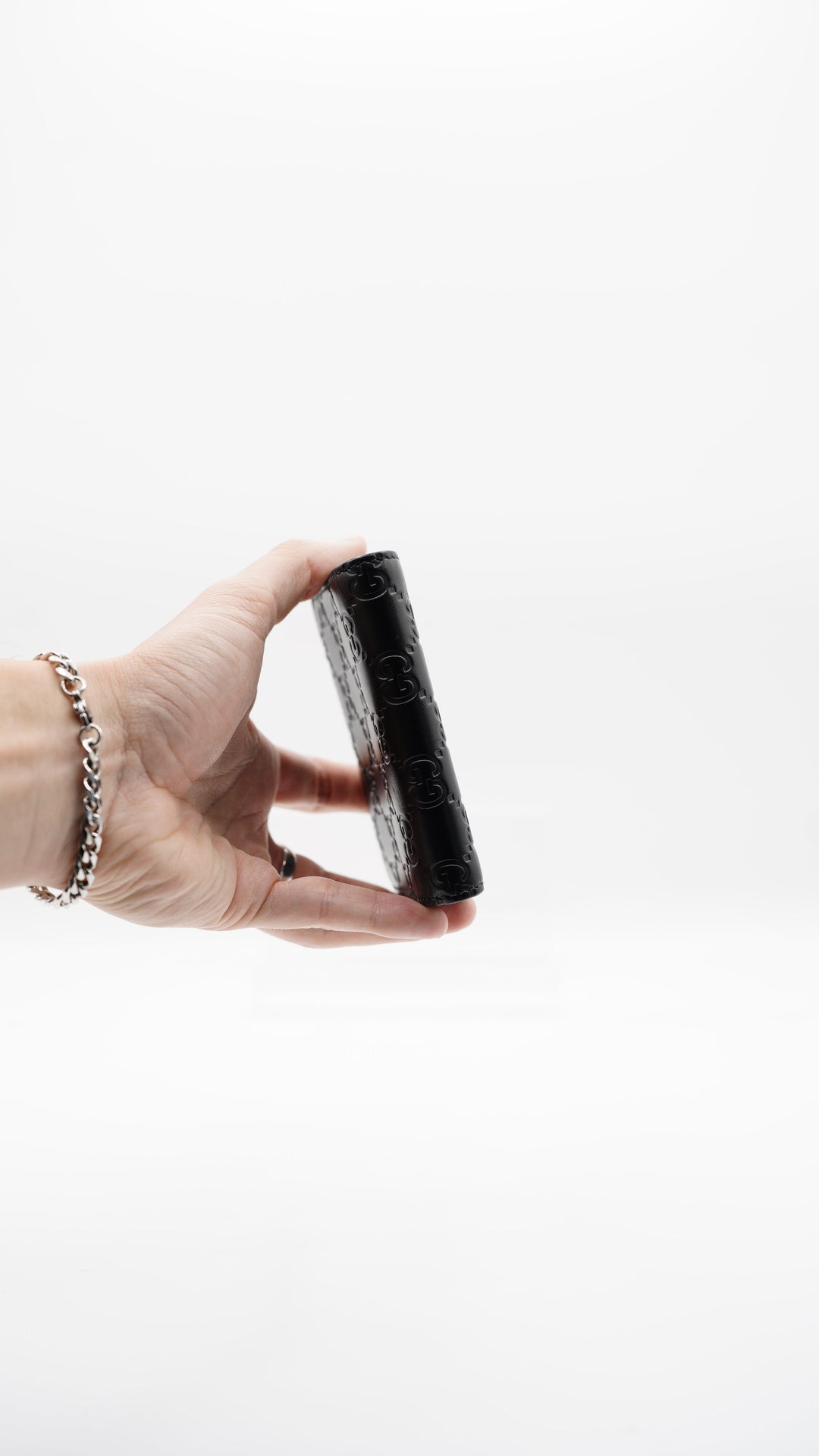 Gucci GG Shadow Monogram Compact Trifold Wallet Black MK28