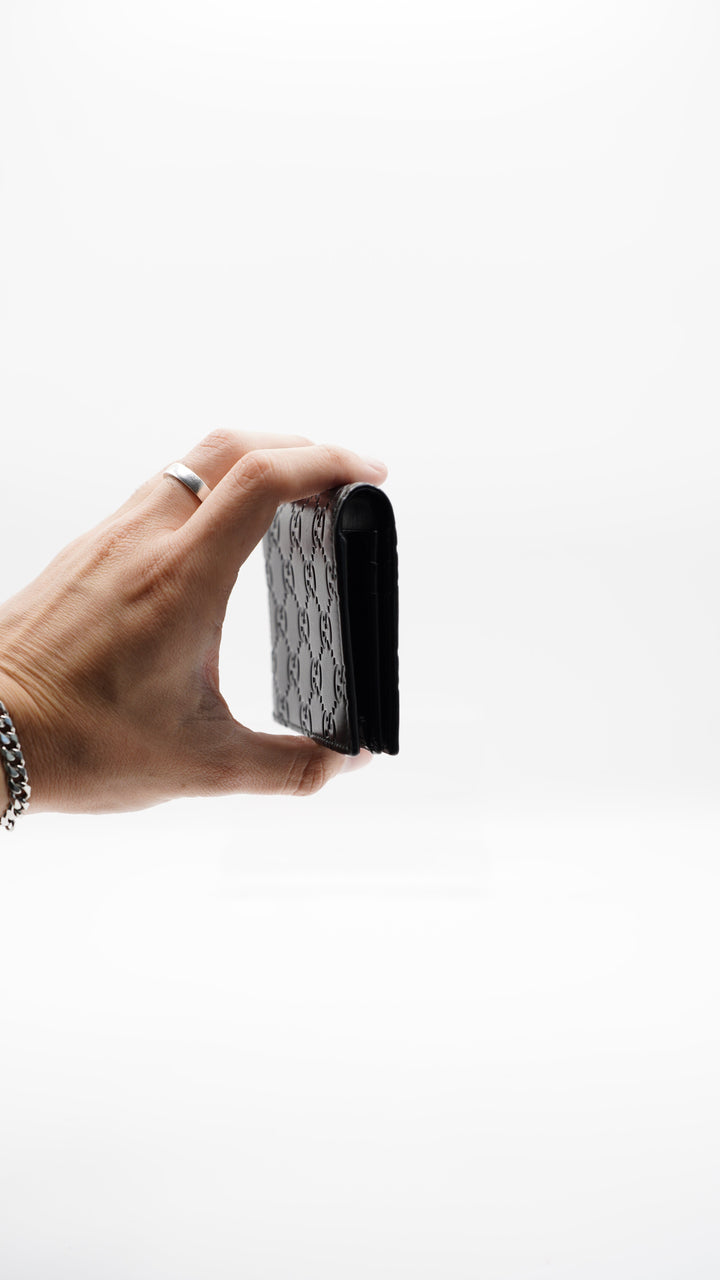 Gucci GG Shadow Monogram Compact Trifold Wallet Black MK28