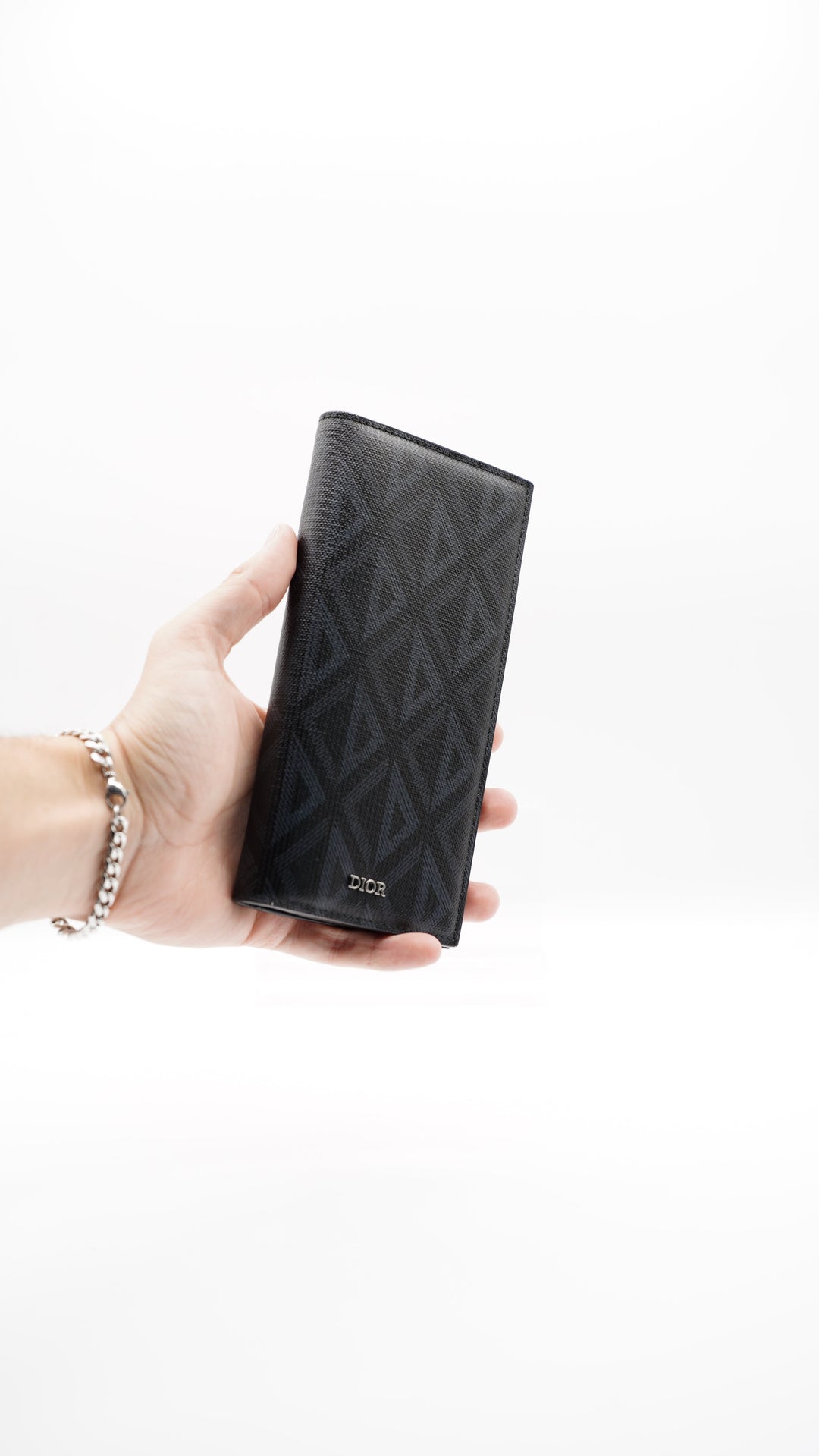 Dior Diamonds Long Travel Bifold Wallet Blue x Black MK10