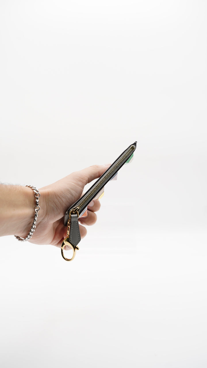 Fendi 'SHAPES' Leather Coin Cle Wallet Grey MK24