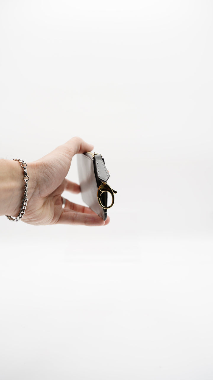 Fendi 'SHAPES' Leather Coin Cle Wallet Grey MK24