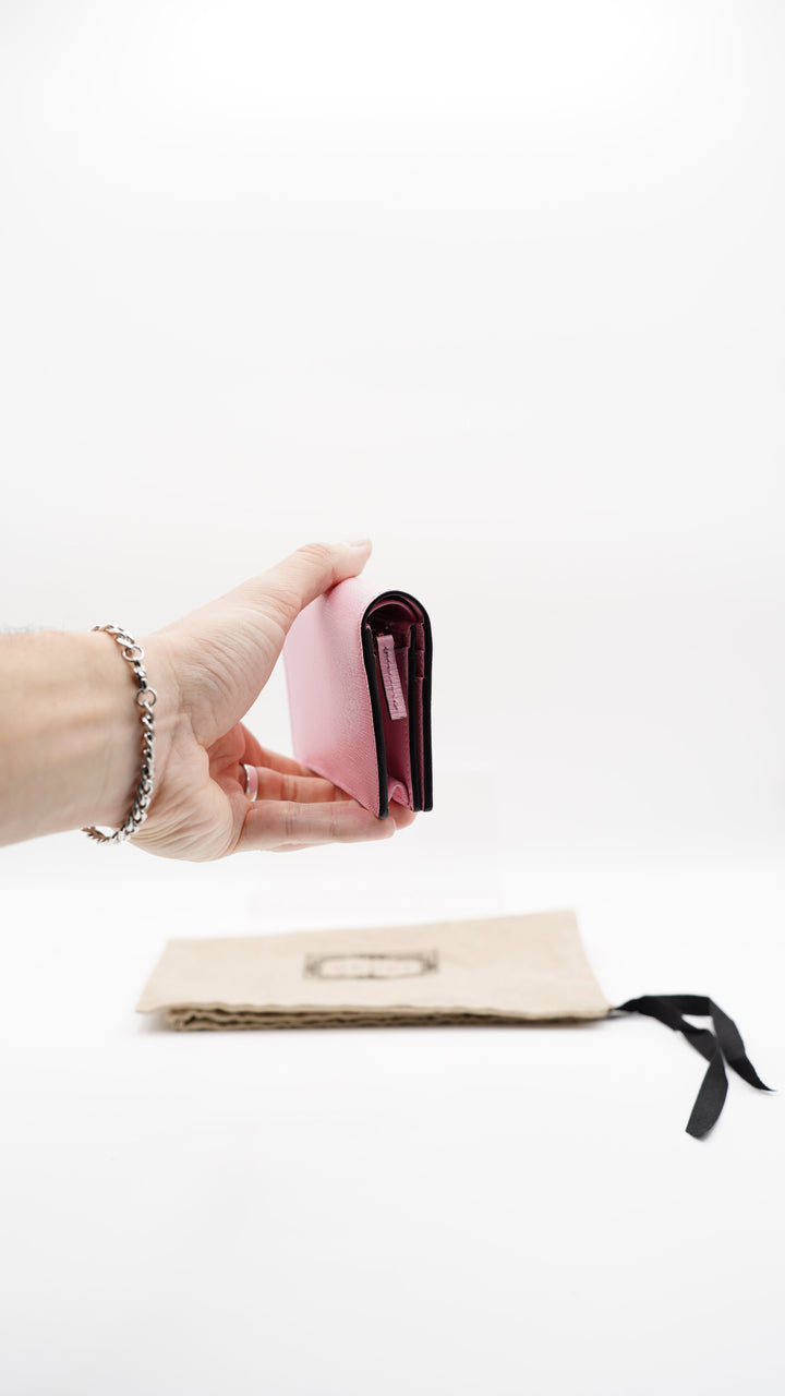 Gucci Leather Compact Single Snap Wallet Pink MK2