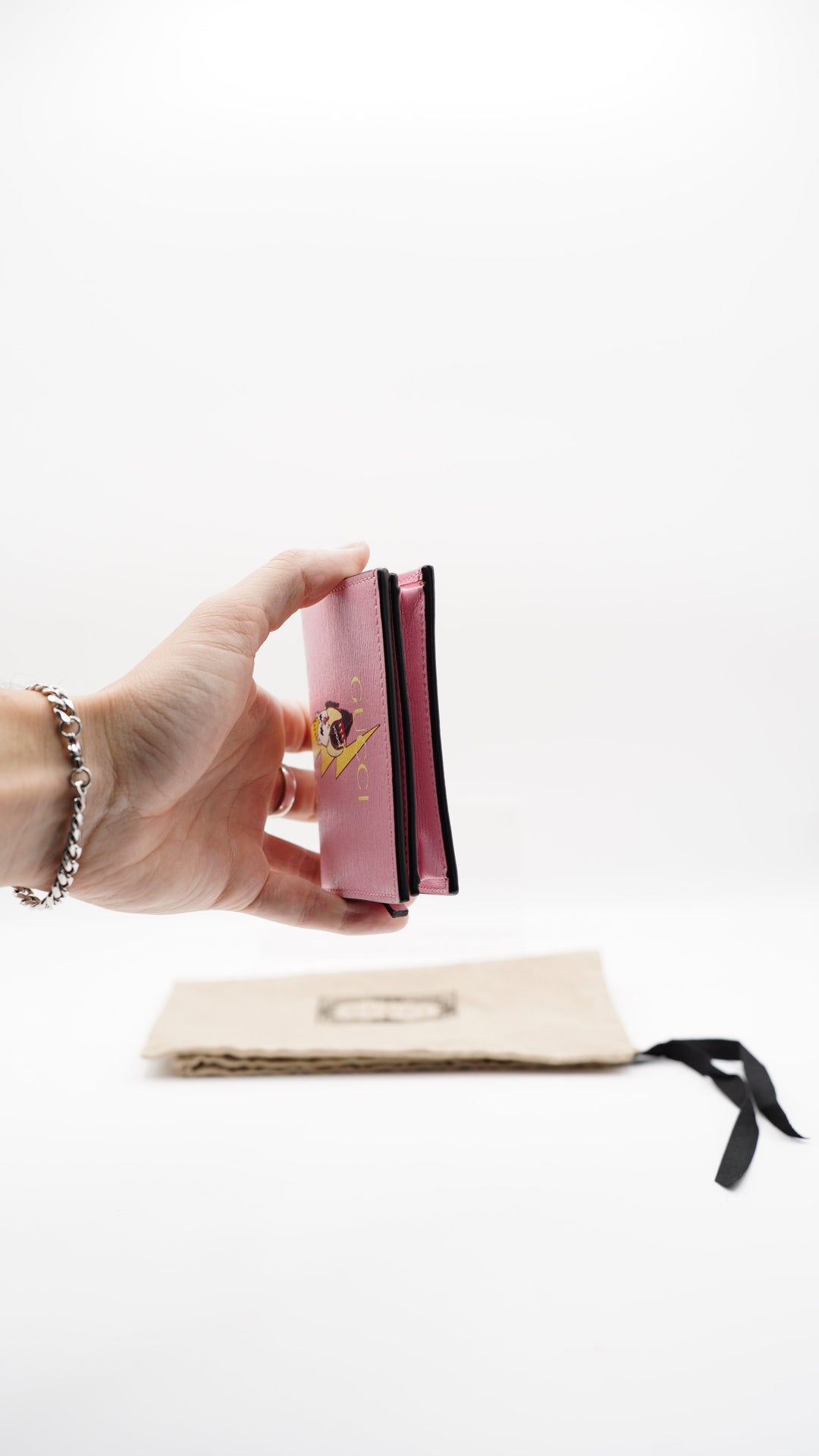 Gucci Leather Compact Single Snap Wallet Pink MK2