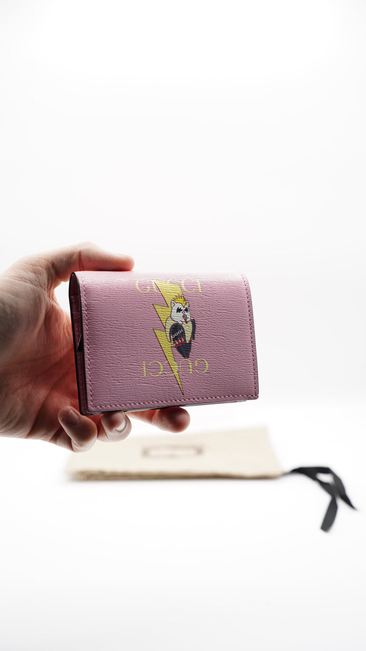 Gucci Leather Compact Single Snap Wallet Pink MK2